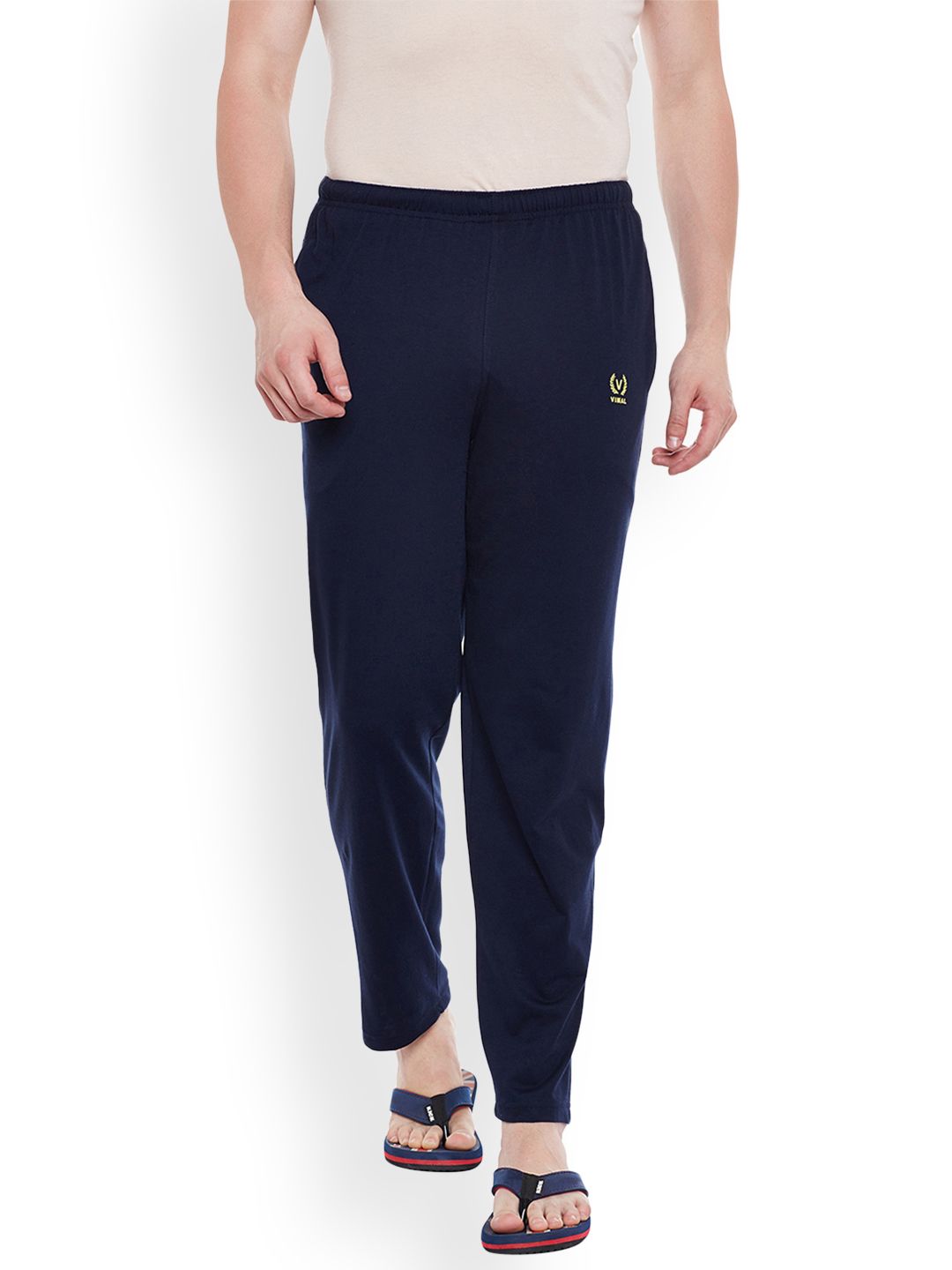 mack jonney VIMAL JONNEY Men Navy Blue Solid Lounge Pant-picture-26