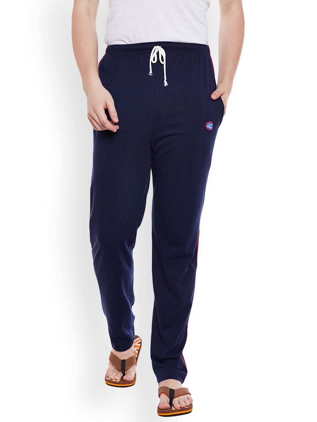 mack jonney VIMAL JONNEY Men Navy Blue Solid Lounge Pant-picture-27