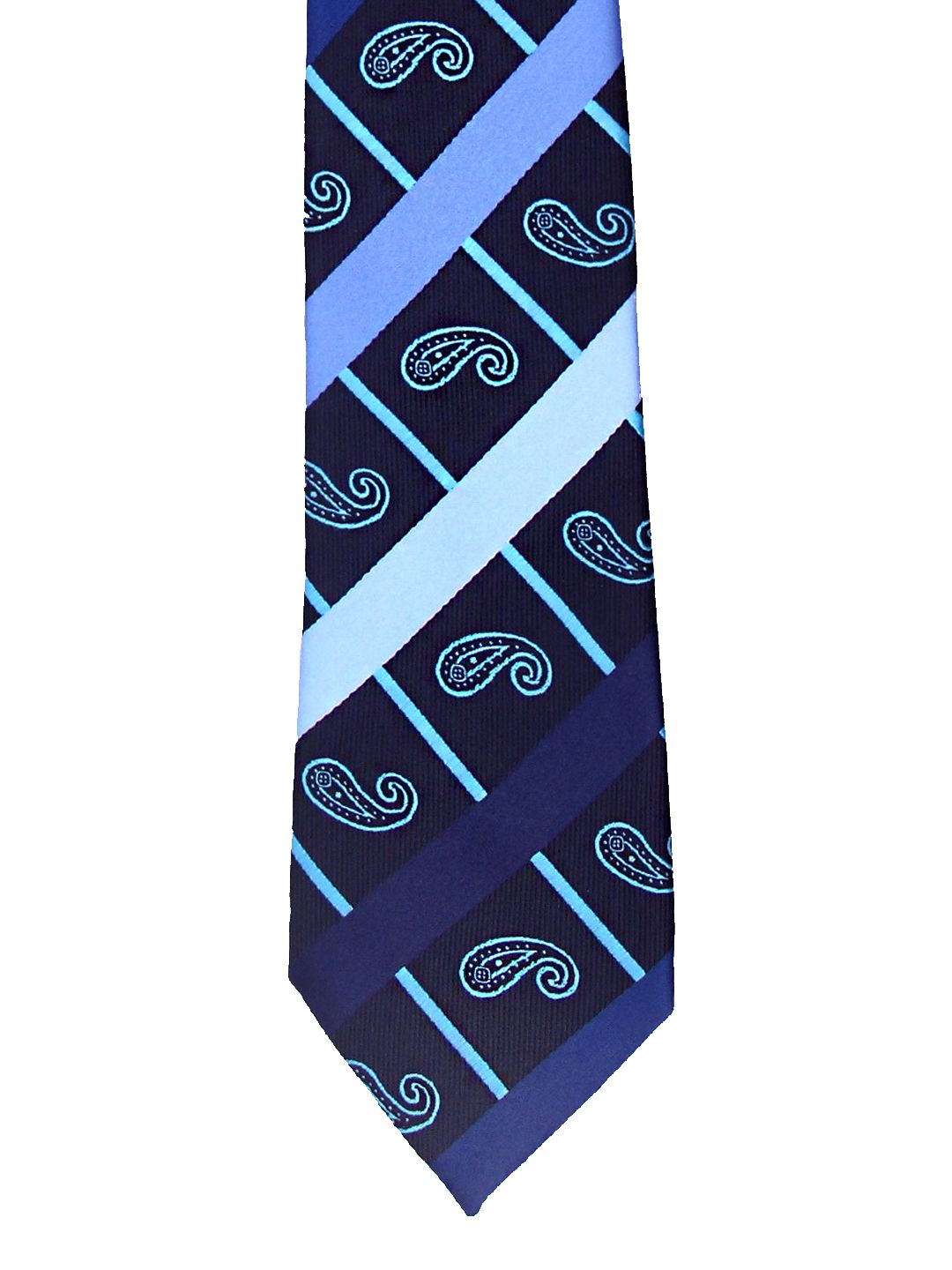 Tossido Blue Woven Design Broad Tie-image-6