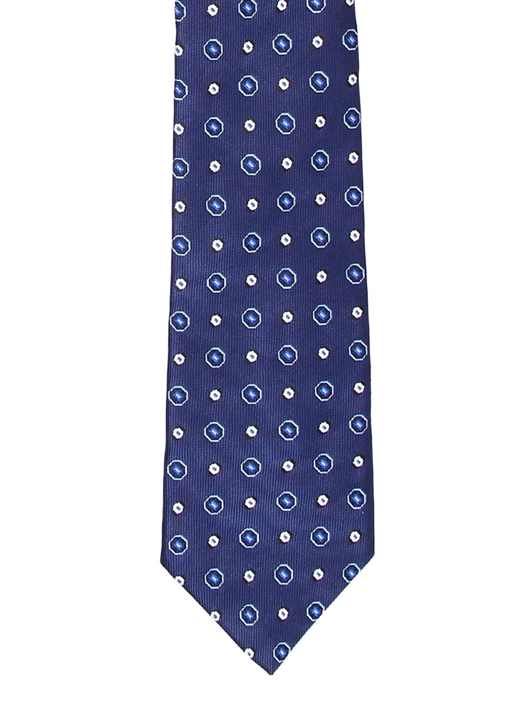 Tossido Navy Blue Woven Design Broad Tie-image-31