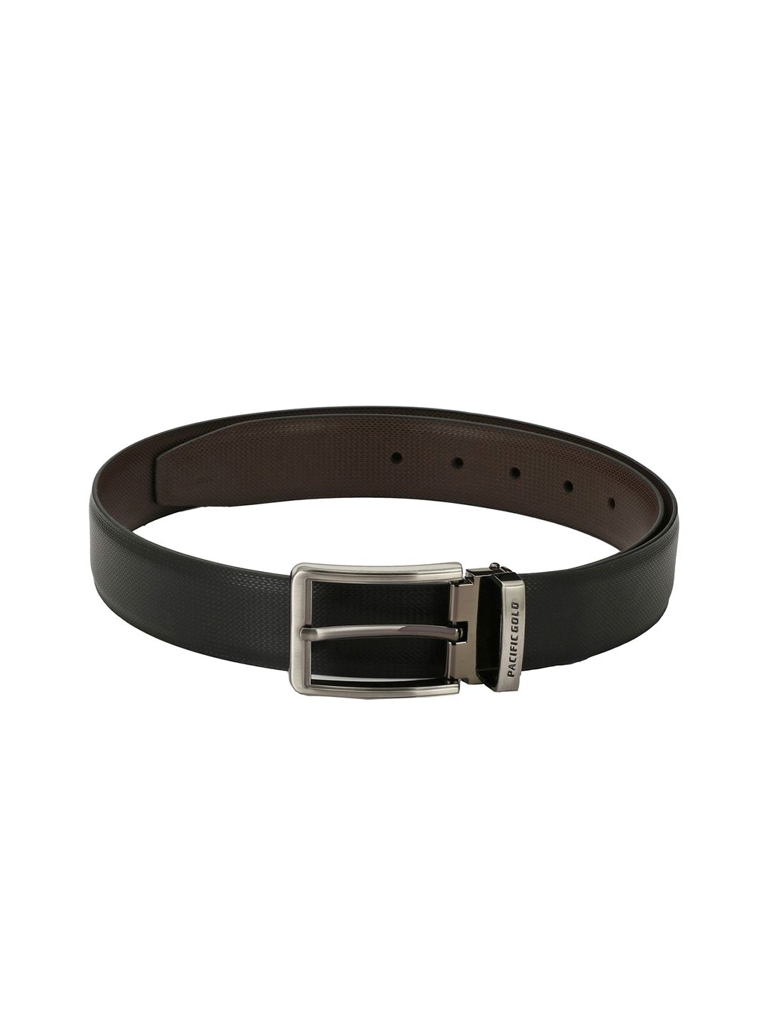 Pacific Gold Men Black & Brown Solid Reversible  Belt-picture-12