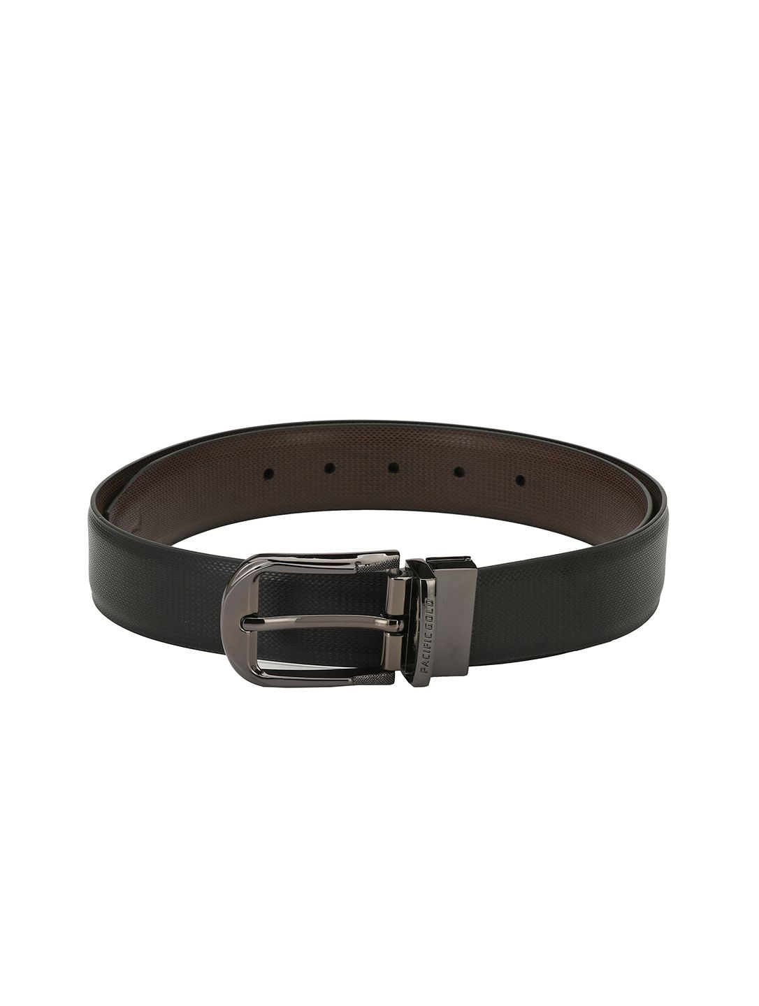 Pacific Gold Men Black & Brown Reversible Solid Belt-image-45