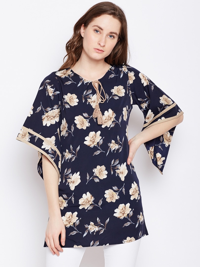 Ruhaans Navy Blue Printed Tunic