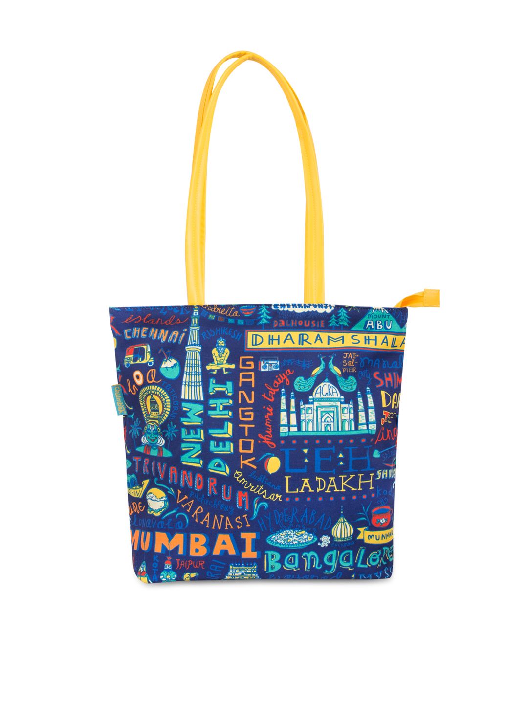 TEAL BY CHUMBAK Navy Blue Printed Tote Bag-picture-15