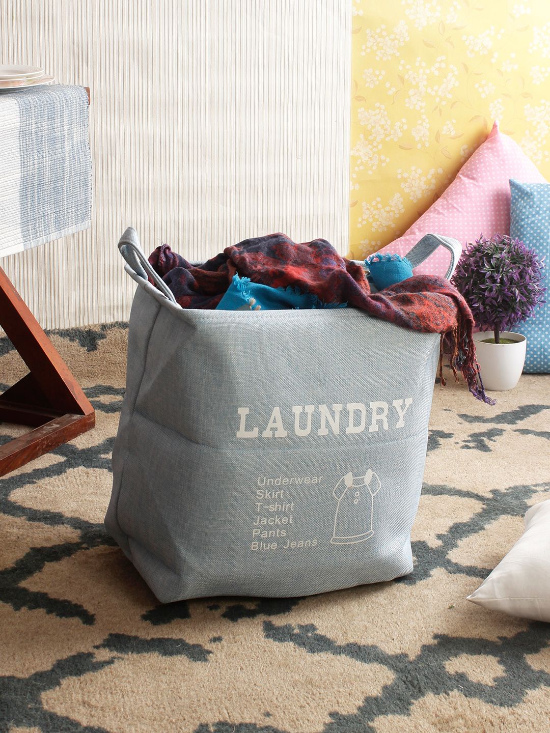 Cortina Unisex Blue Printed Foldable Laundry Bag-picture-19