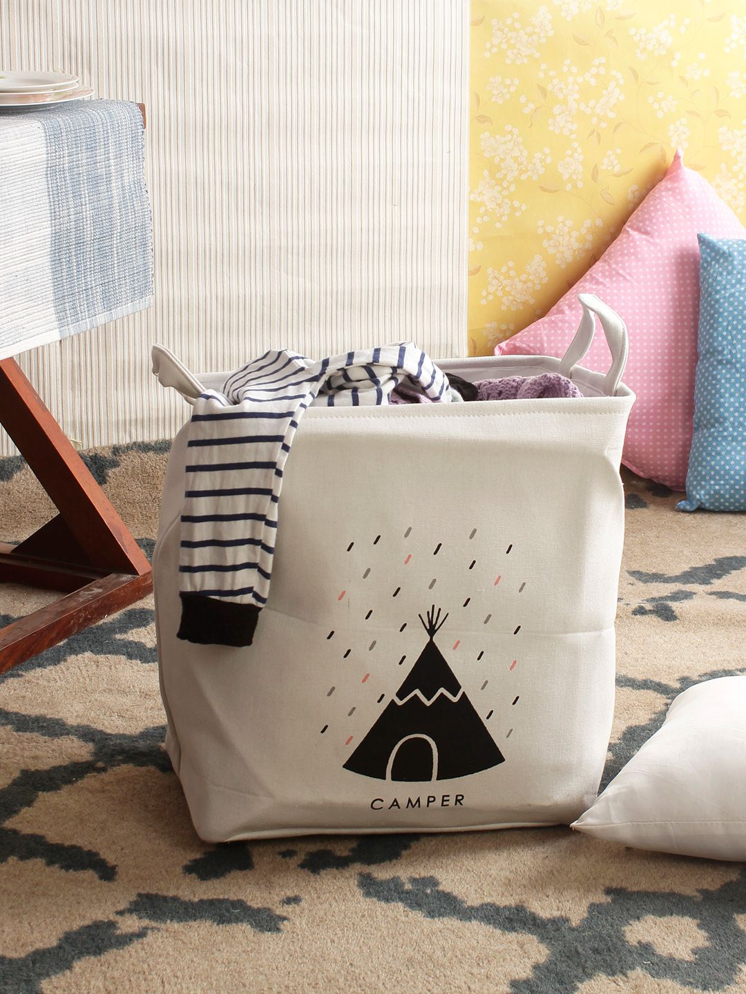 Cortina White Printed Foldable Laundry Bag-image-47