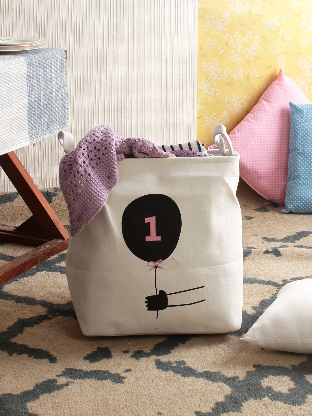 Cortina White Printed Foldable Laundry Bag-image-46