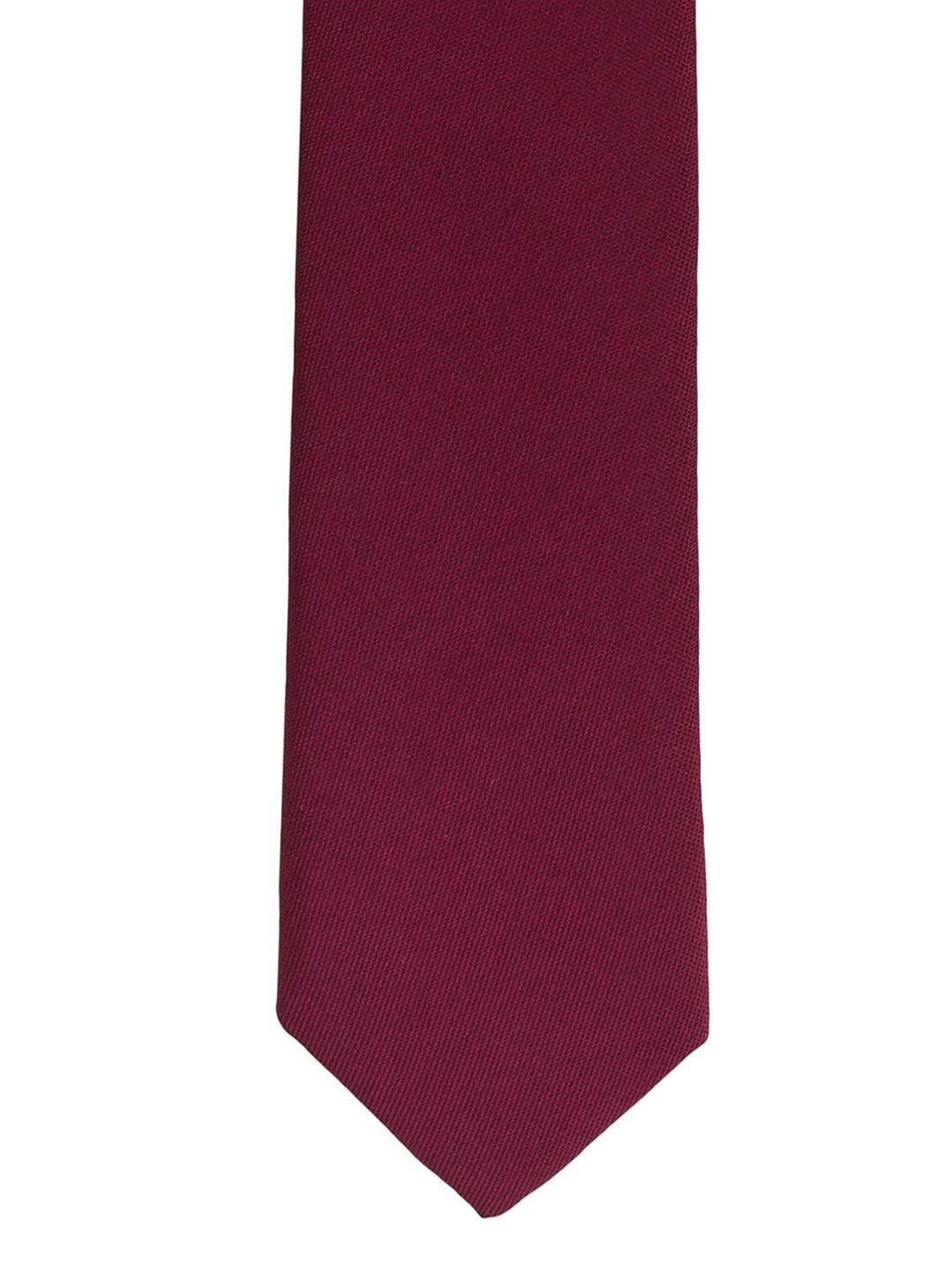The Tie Hub Maroon Solid Skinny Tie-picture-28