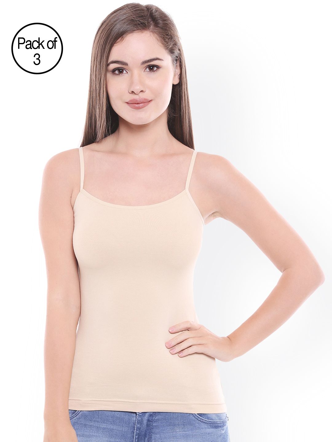 Bodycare Women Beige Solid Pack of 3 Camisoles E65SSS-picture-41