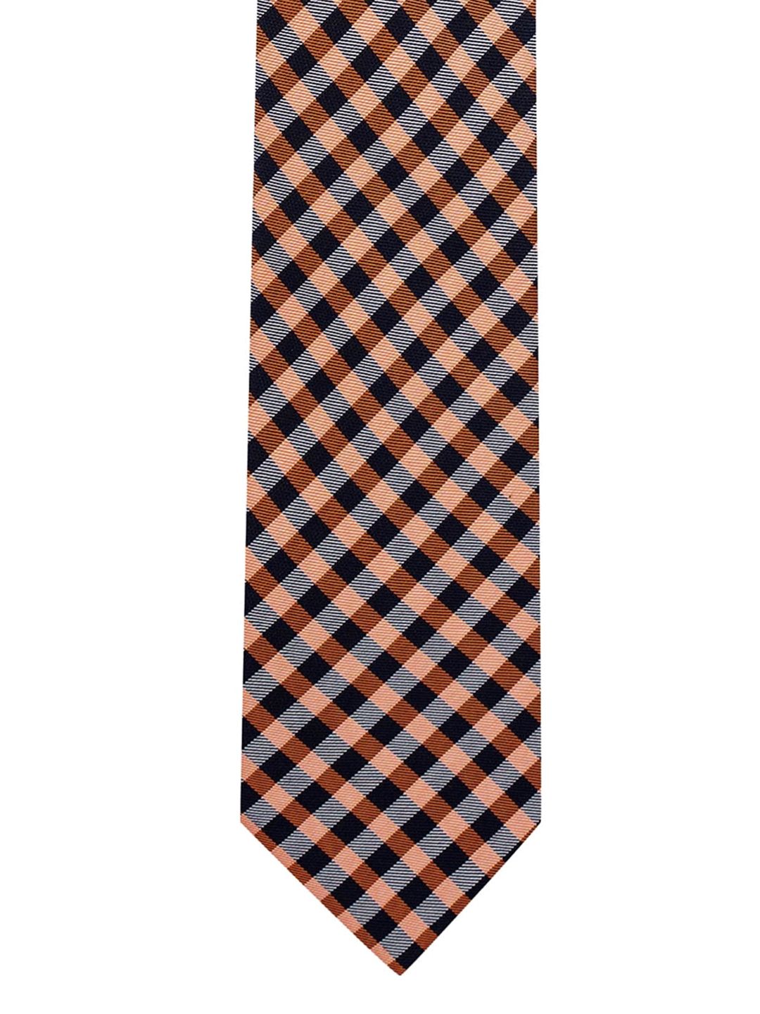 The Tie Hub Blue & Orange Checked Broad Tie-picture-23