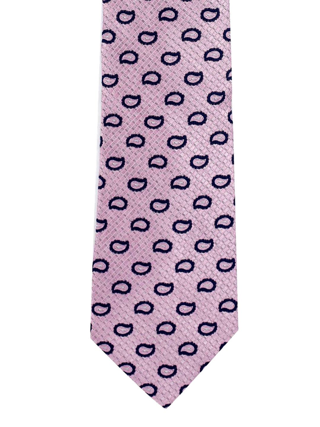 The Tie Hub Pink Printed Broad Tie-image-17
