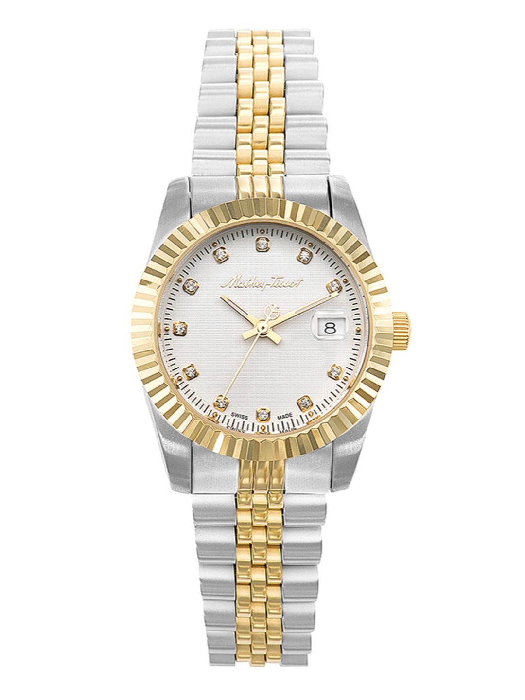 Mathey-Tissot Swiss Made Women White Brass Embellished Dial Analogue Watch D810BI-image-48