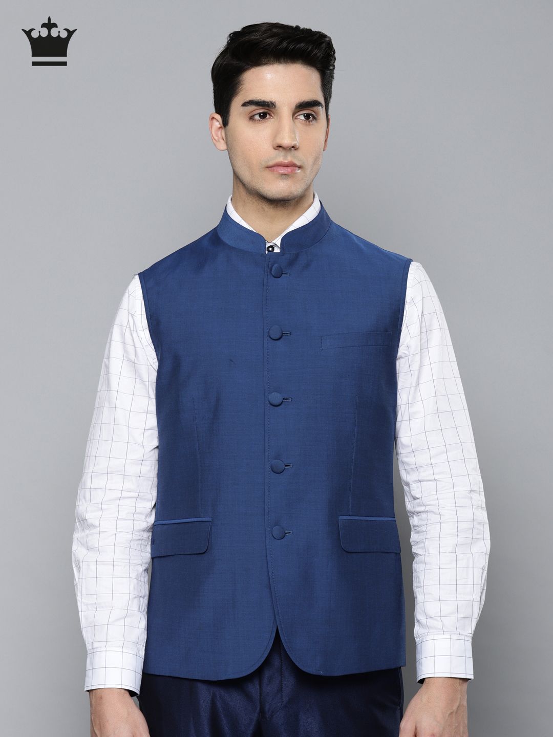 Buy Louis Philippe Louis Philippe Blue Slim Fit Nehru Jacket at Redfynd