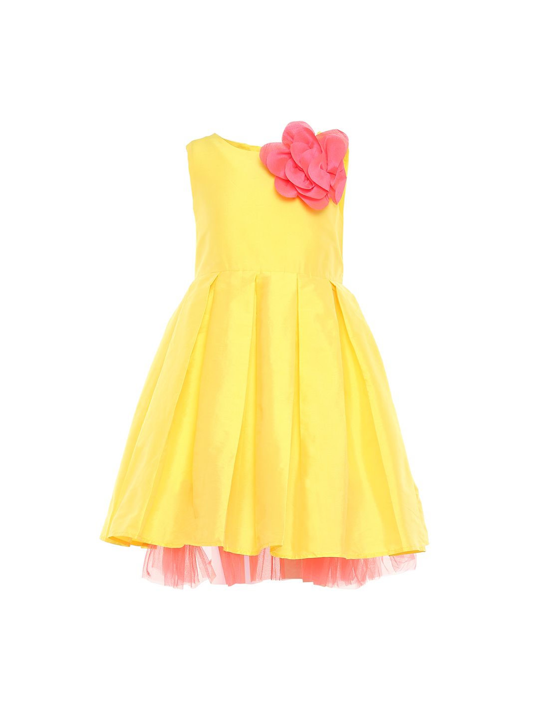 A Little Fable Girls Yellow corsage Solid Fit & Flare Dress-picture-16