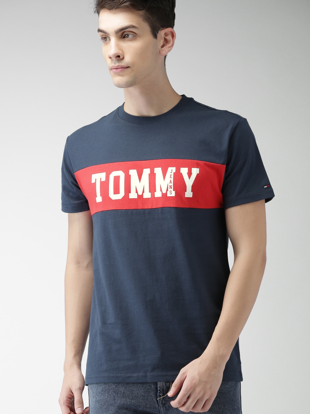 Tommy Hilfiger Navy Blue Printed Regular Fit Polo T Shirt for men price ...