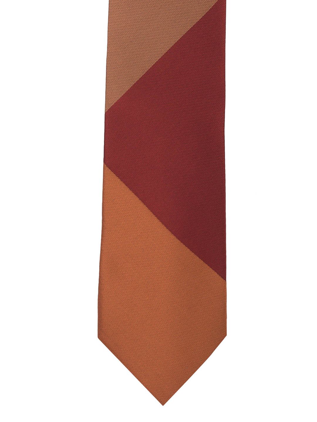 The Tie Hub Orange & Maroon Colourblocked Skinny Tie-picture-14