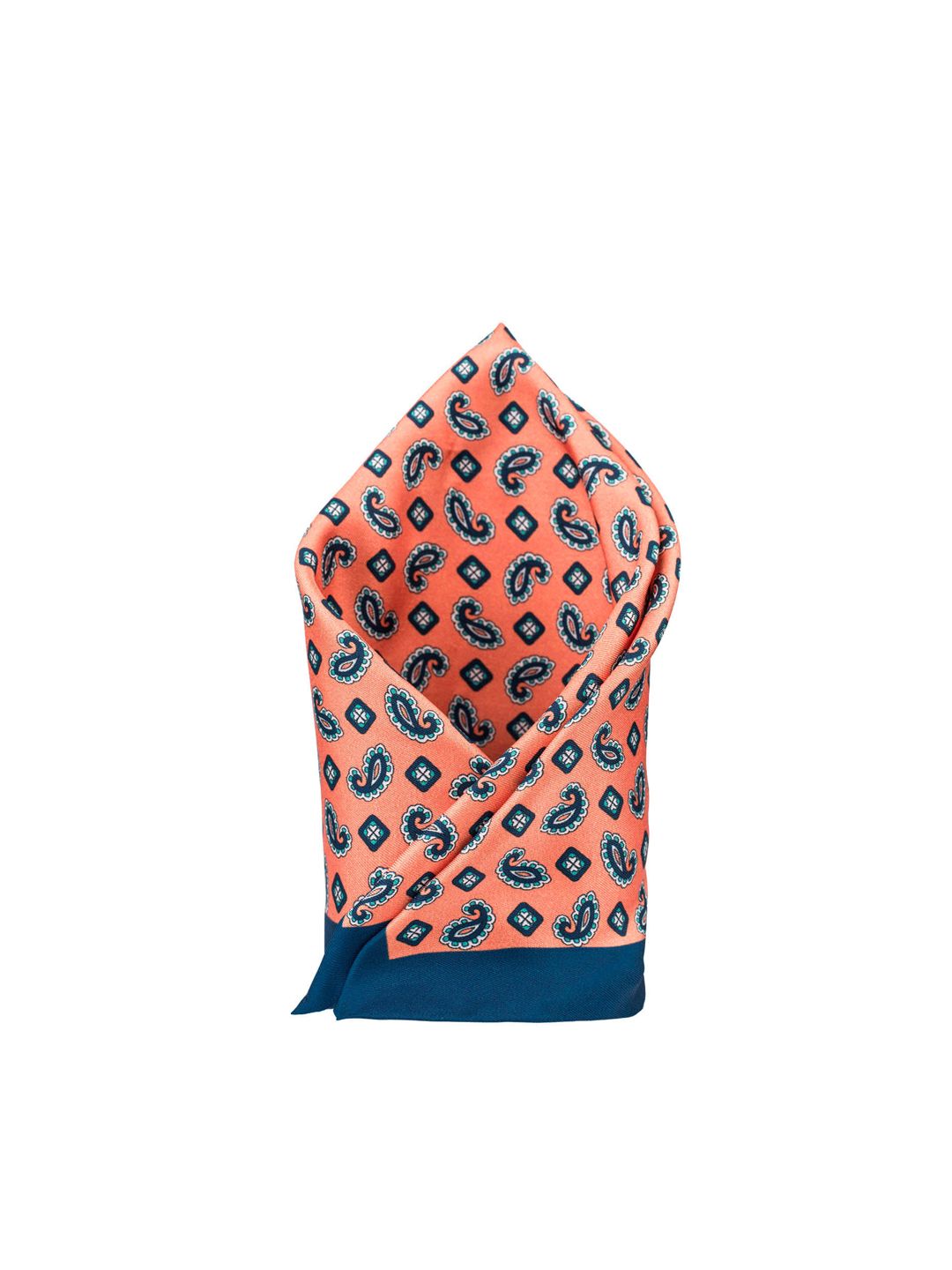 The Tie Hub Men Orange & Navy Blue Printed Pocket Square-picture-22