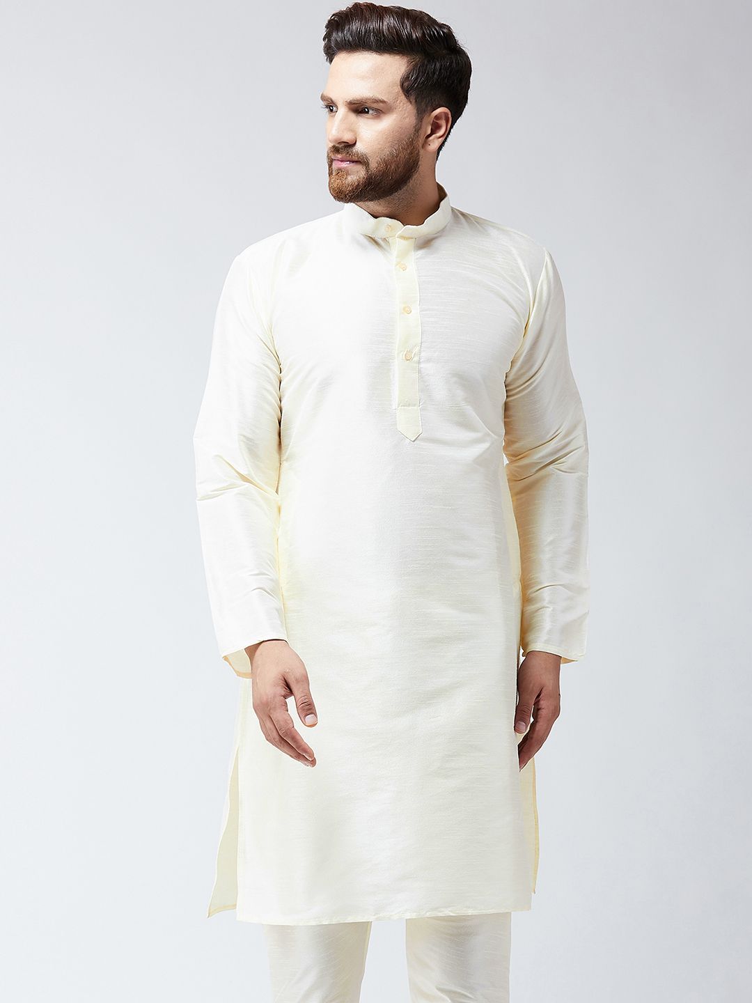 SOJANYA Men Off-White Solid Straight Kurta-picture-25