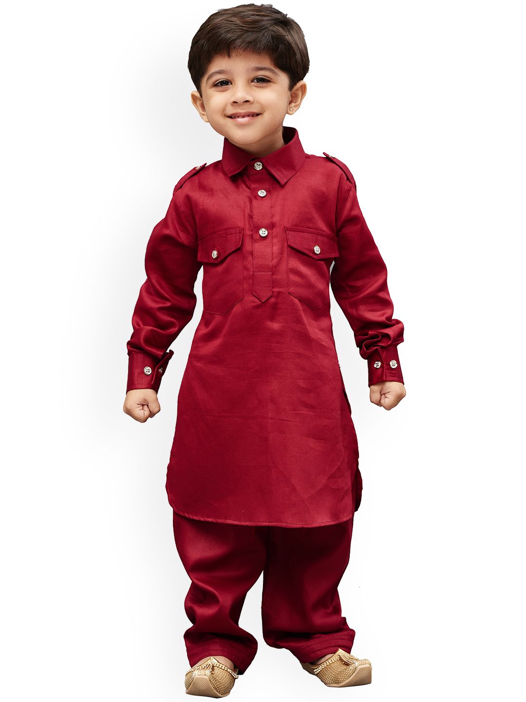 JBN Creation Boys Maroon Solid Kurta with Pyjamas-picture-22