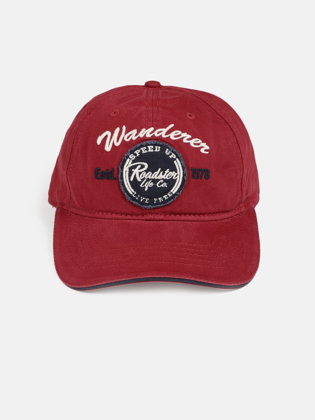 Roadster Unisex Maroon Embroidered Baseball Cap-picture-10