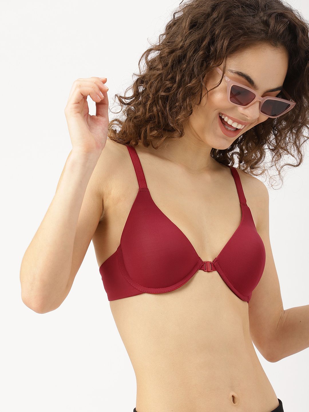 DressBerry Maroon Solid Underwired Lightly Padded Everyday Bra 021C-picture-11