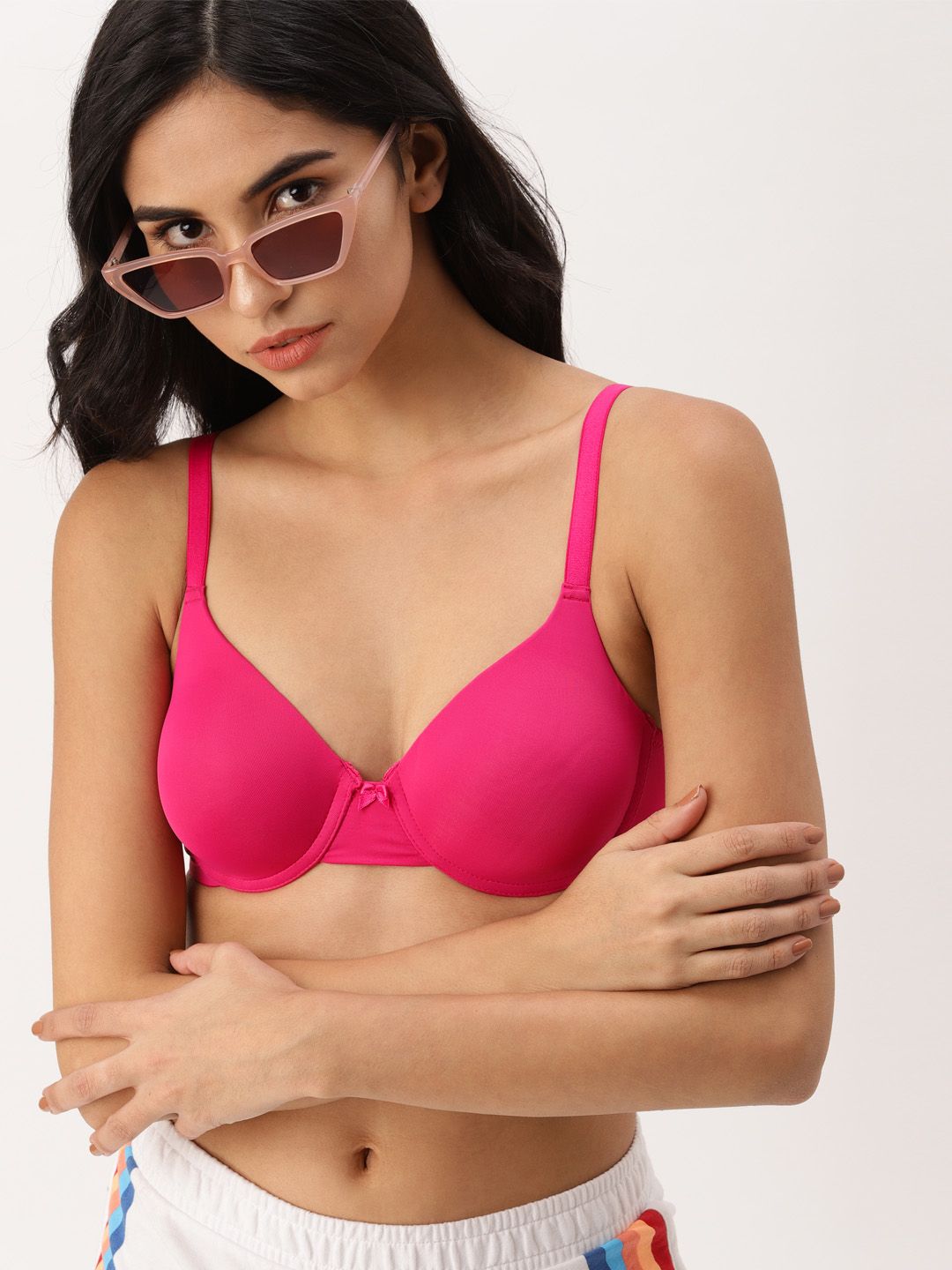 DressBerry Pink Solid Underwired Lightly Padded Everyday Bra