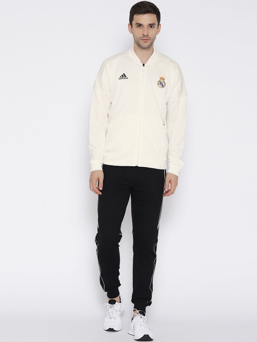 Buy ADIDAS Men White Real Madrid ZNE KN Solid Football Jacket