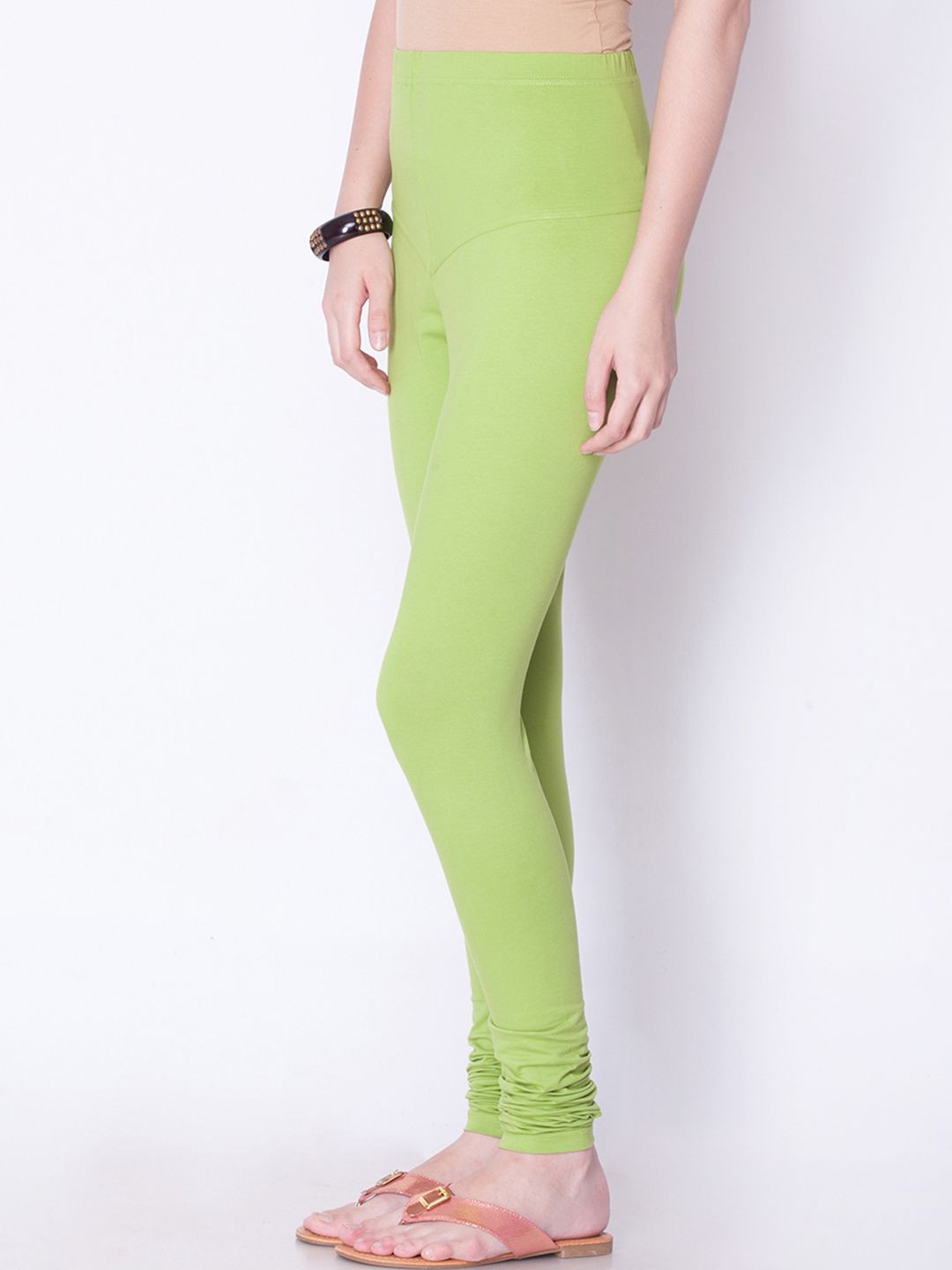 Buy Kryptic Women Green Solid Cotton Ankle Length Leggings