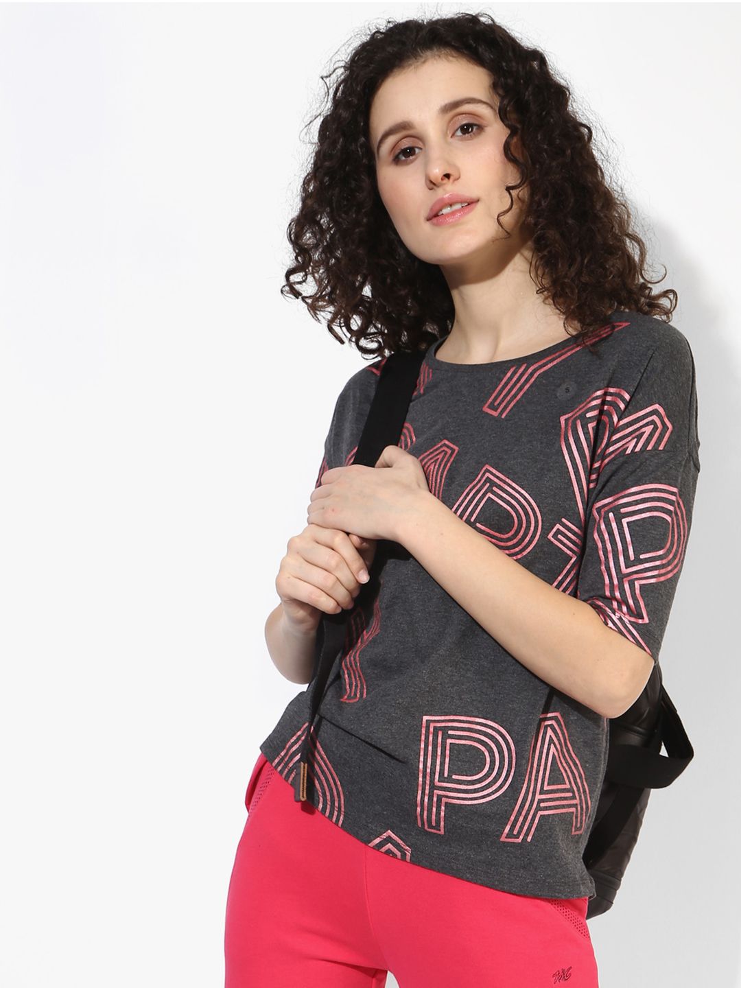 SF JEANS by Pantaloons Women Grey & Pink Printed Round Neck T-shirt-picture-31