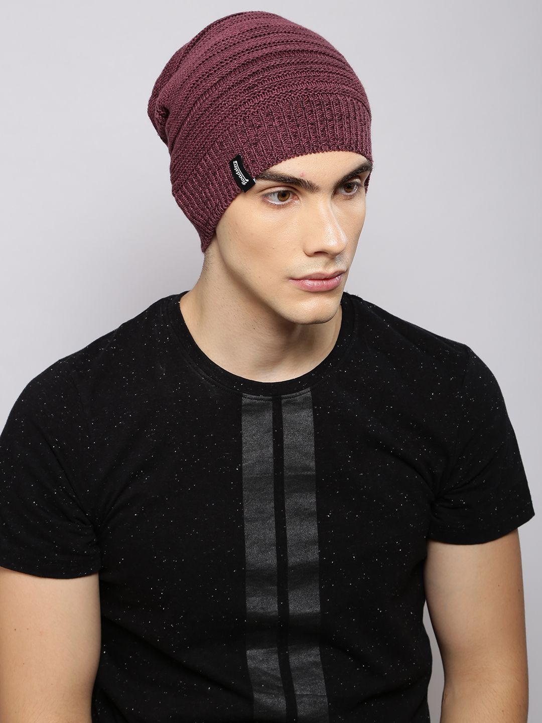 Roadster Unisex Maroon Self Design Beanie-picture-17