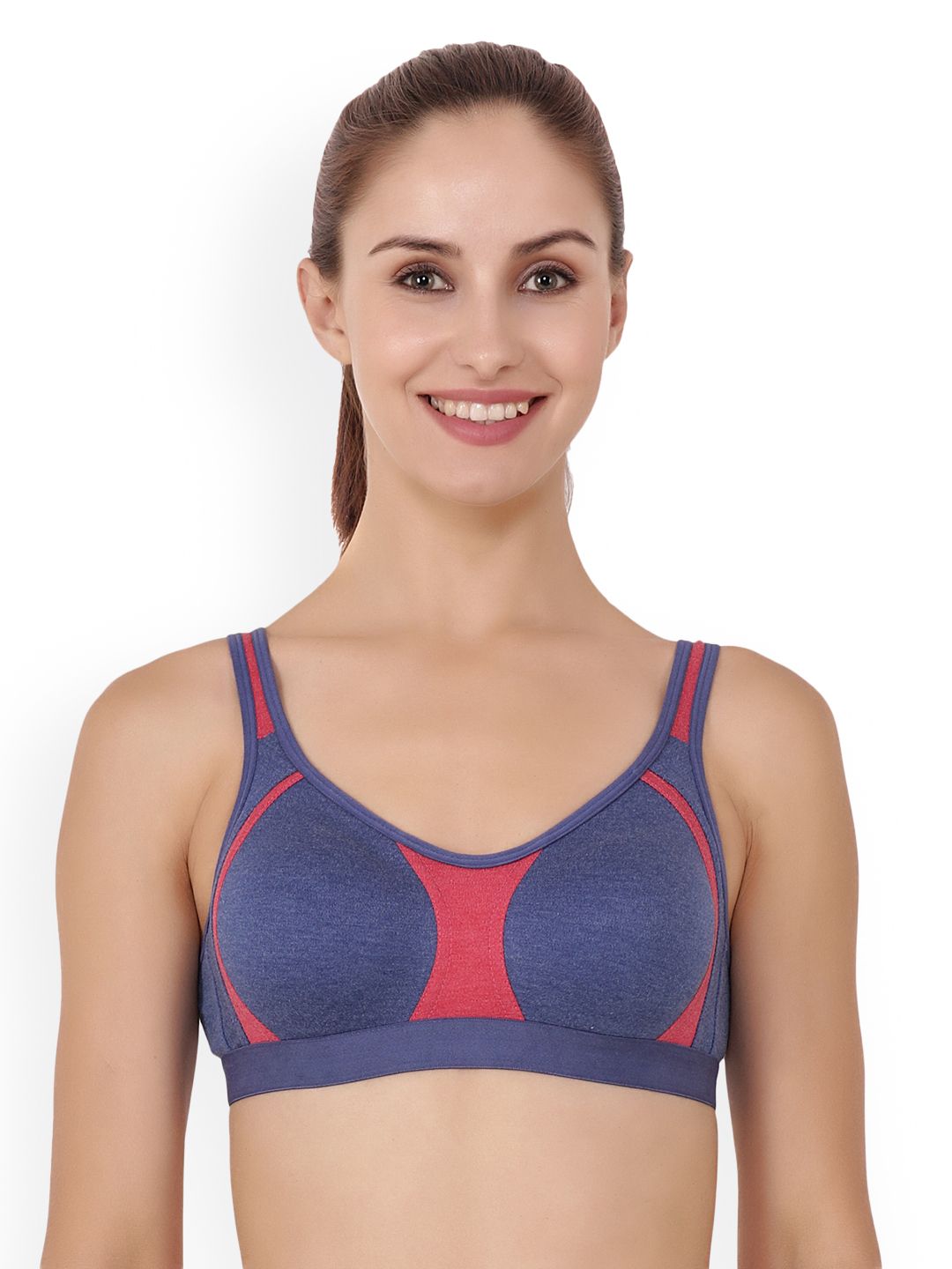 HRX by Hrithik Roshan Blue Solid Non-Wired Lightly Padded Sports Bra  HRX-AW18-WK-3356