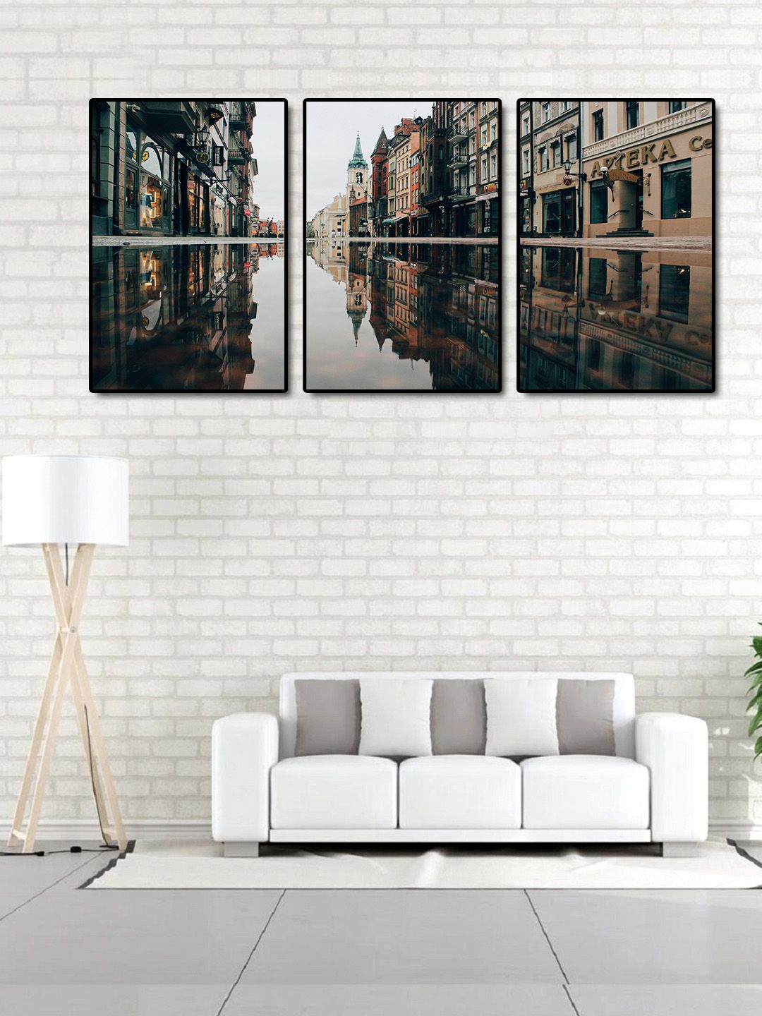 999Store Set of 3  Brown & White Architectural Building Wall Art-picture-21