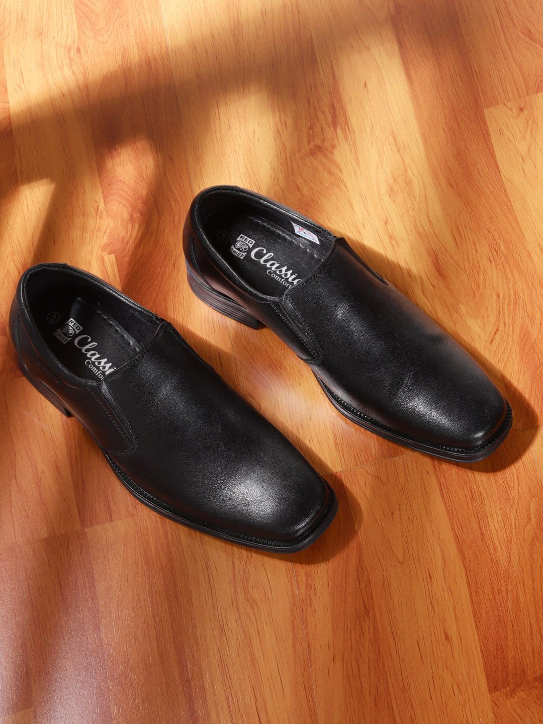 Red Chief Men Black Solid Leather Formal Slip-On Shoes-picture-40