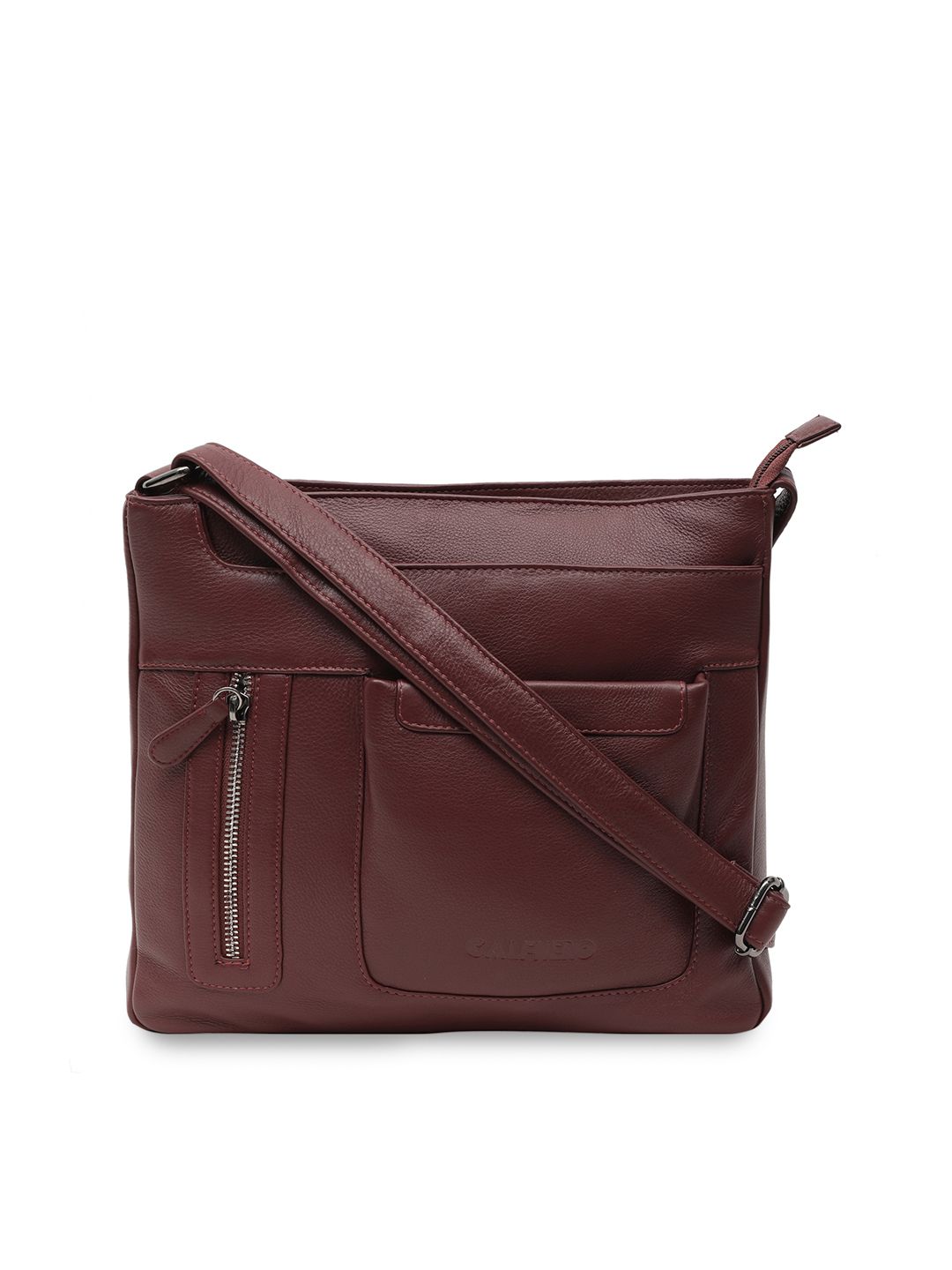 Calfnero Women Maroon Solid Genuine Leather Sling Bag-picture-18