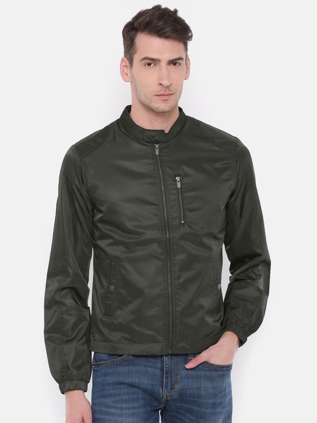 Buy Pepe Jeans Men Green Solid Biker Jacket Jackets For Men
