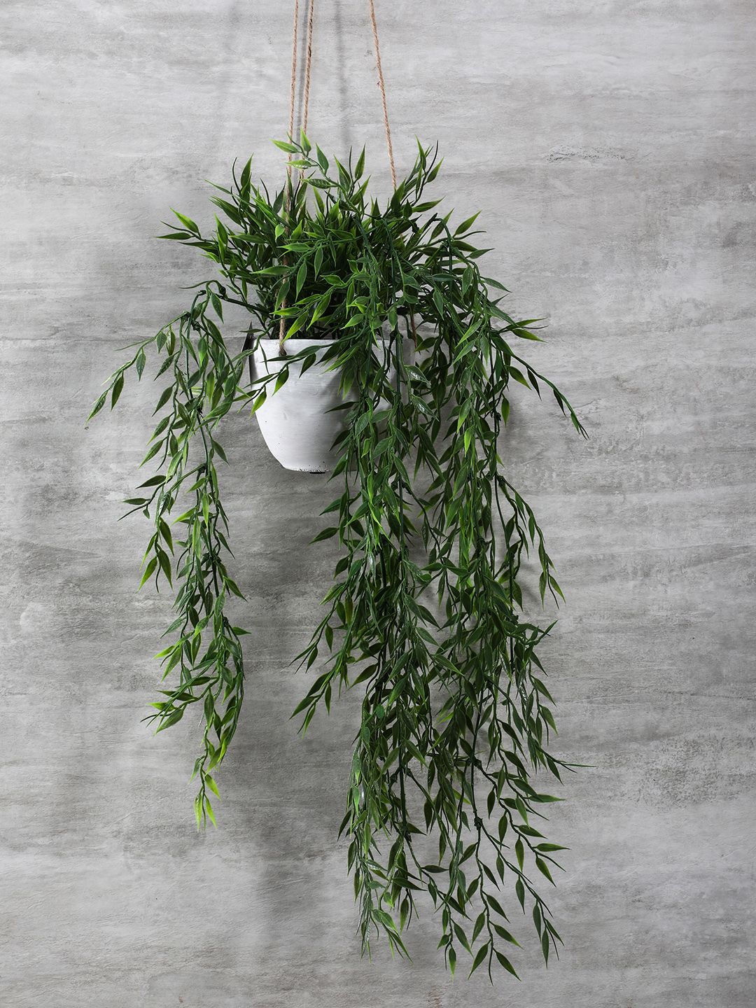 Pure Home and Living Green & White Hanging Leafy Plant-picture-42