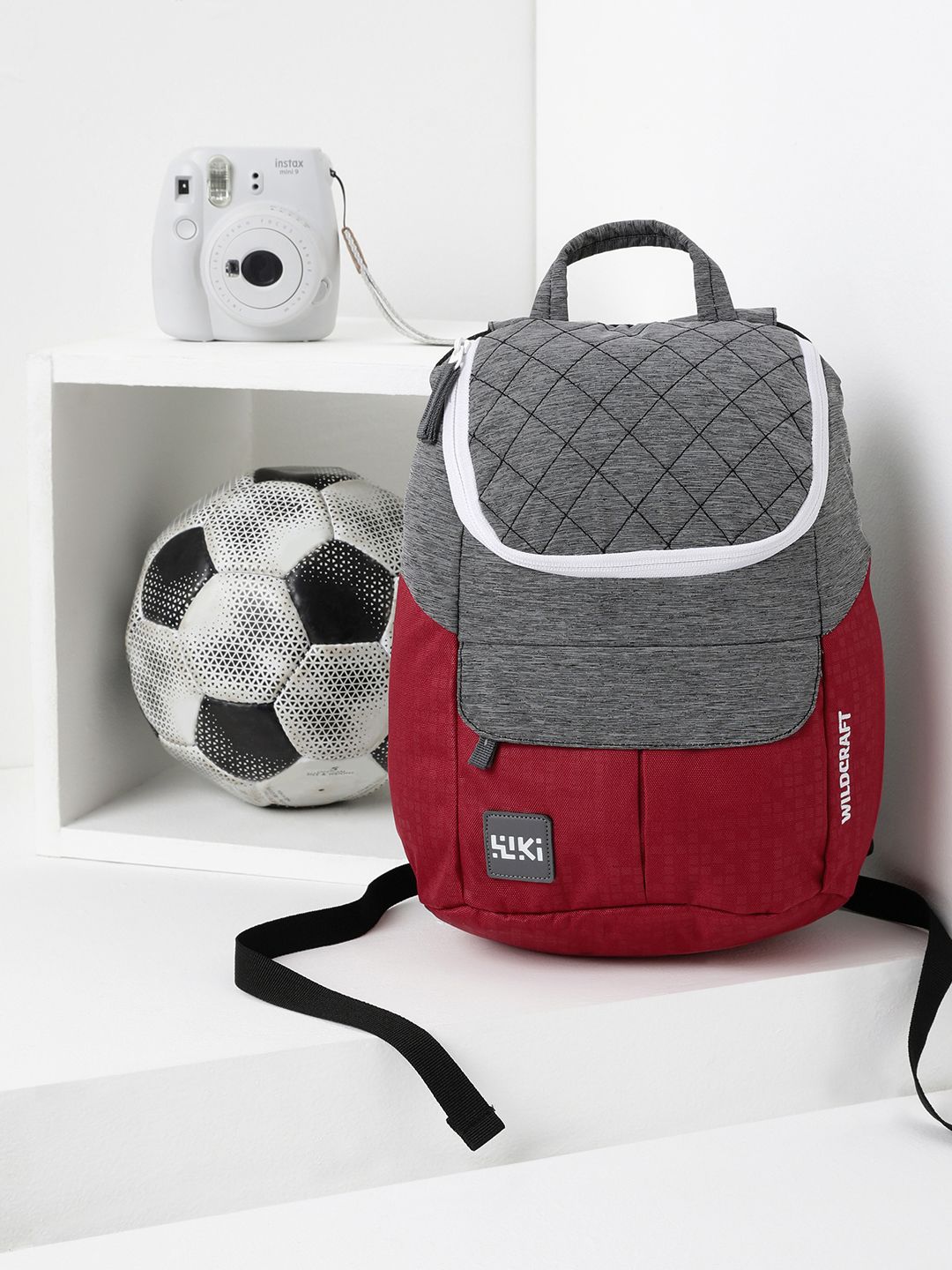 Wildcraft Women Grey Melange & Red Colourblocked Backpack