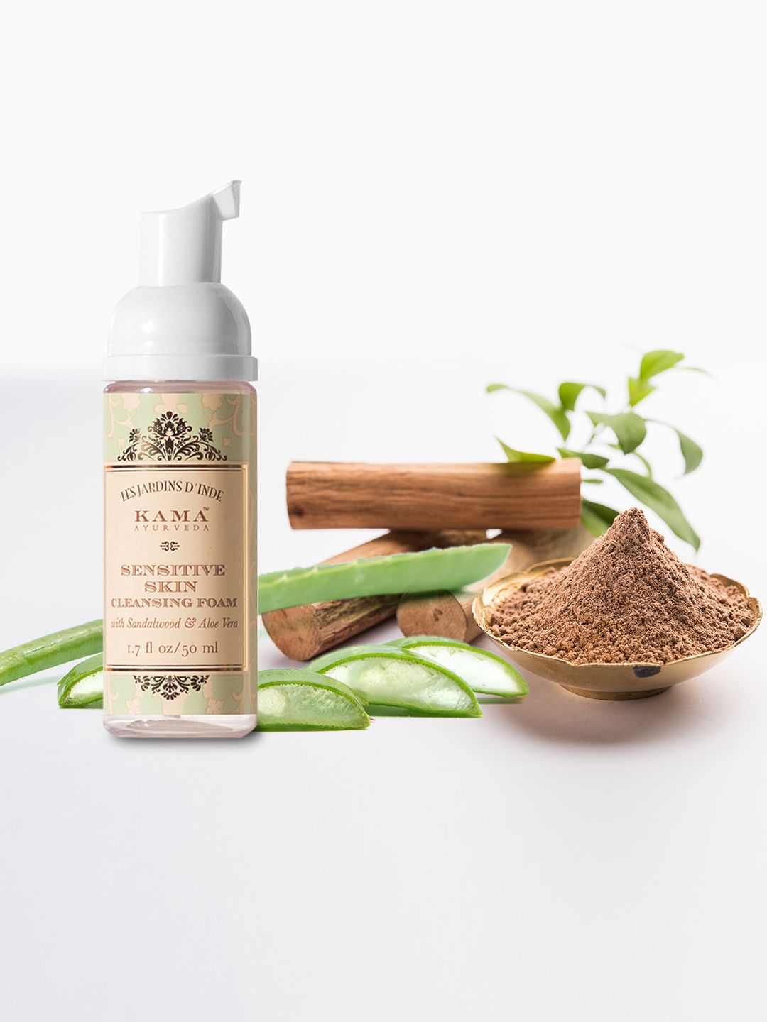 KAMA AYURVEDA Sustainable Sensitive Skin Cleansing Foam with Sandalwood & Aloe Vera 50 ml-image-2