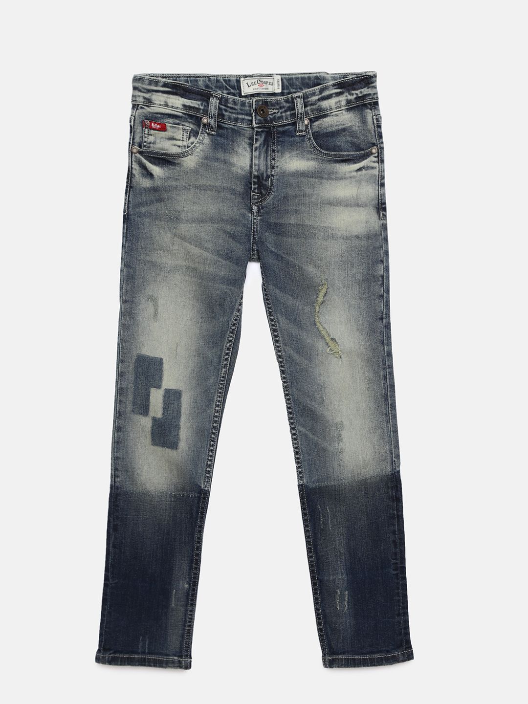 Lee Cooper Boys Blue Regular Fit Mid-Rise Low Distress Jeans-picture-11