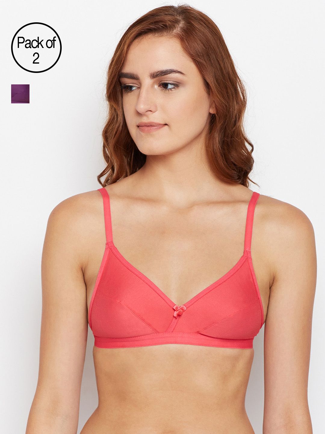 Bodycare Women Pack of 3 Peach, Red & Purple Solid Everyday Bra E1524COREWI-picture-30
