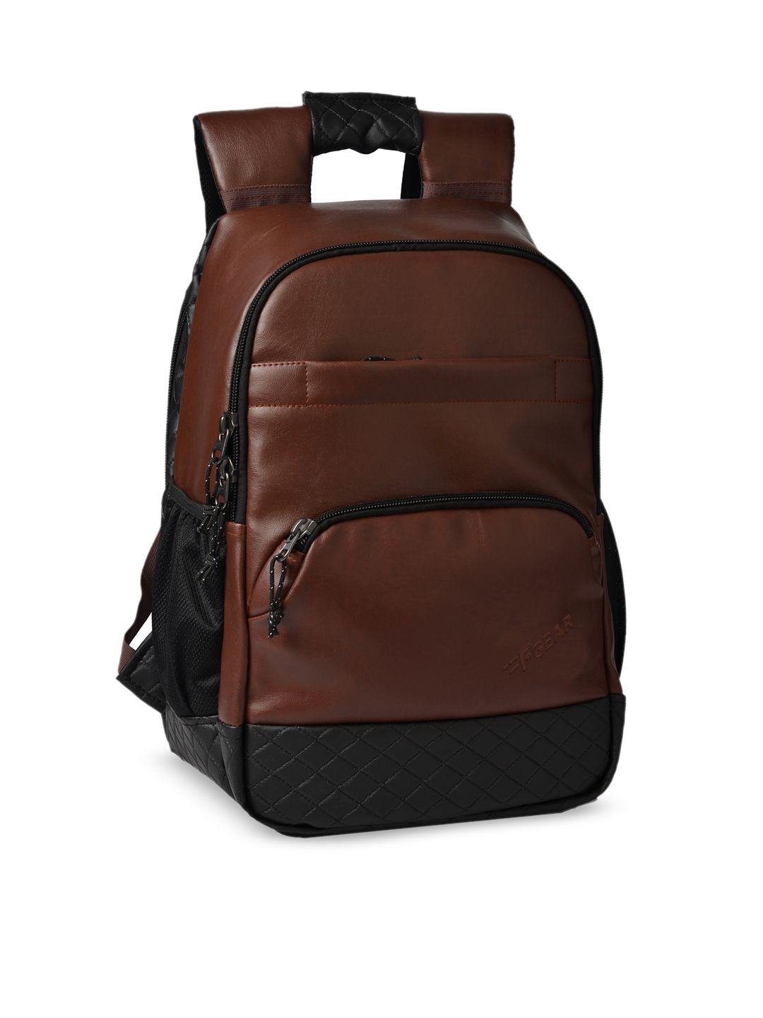 F Gear Unisex Brown & Black Colourblocked Backpack-picture-17