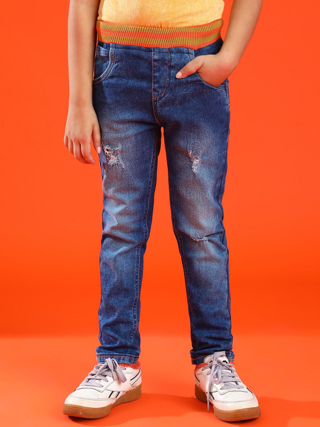 TALES & STORIES Boys Blue Regular Fit Faded Joggers-picture-21