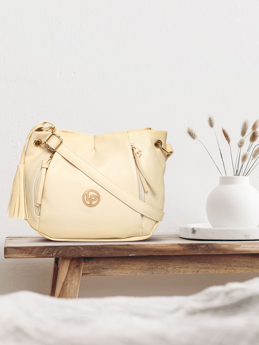 Lino Perros Beige Solid Sling Bag-picture-19