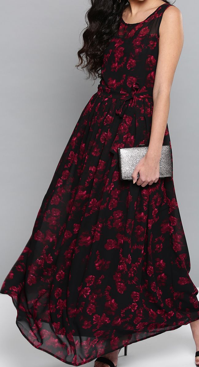 layer maxi dresses BLACK LAYERED MAXI DRESS ROUND NECK SLEEVELESS – Loopy Wear