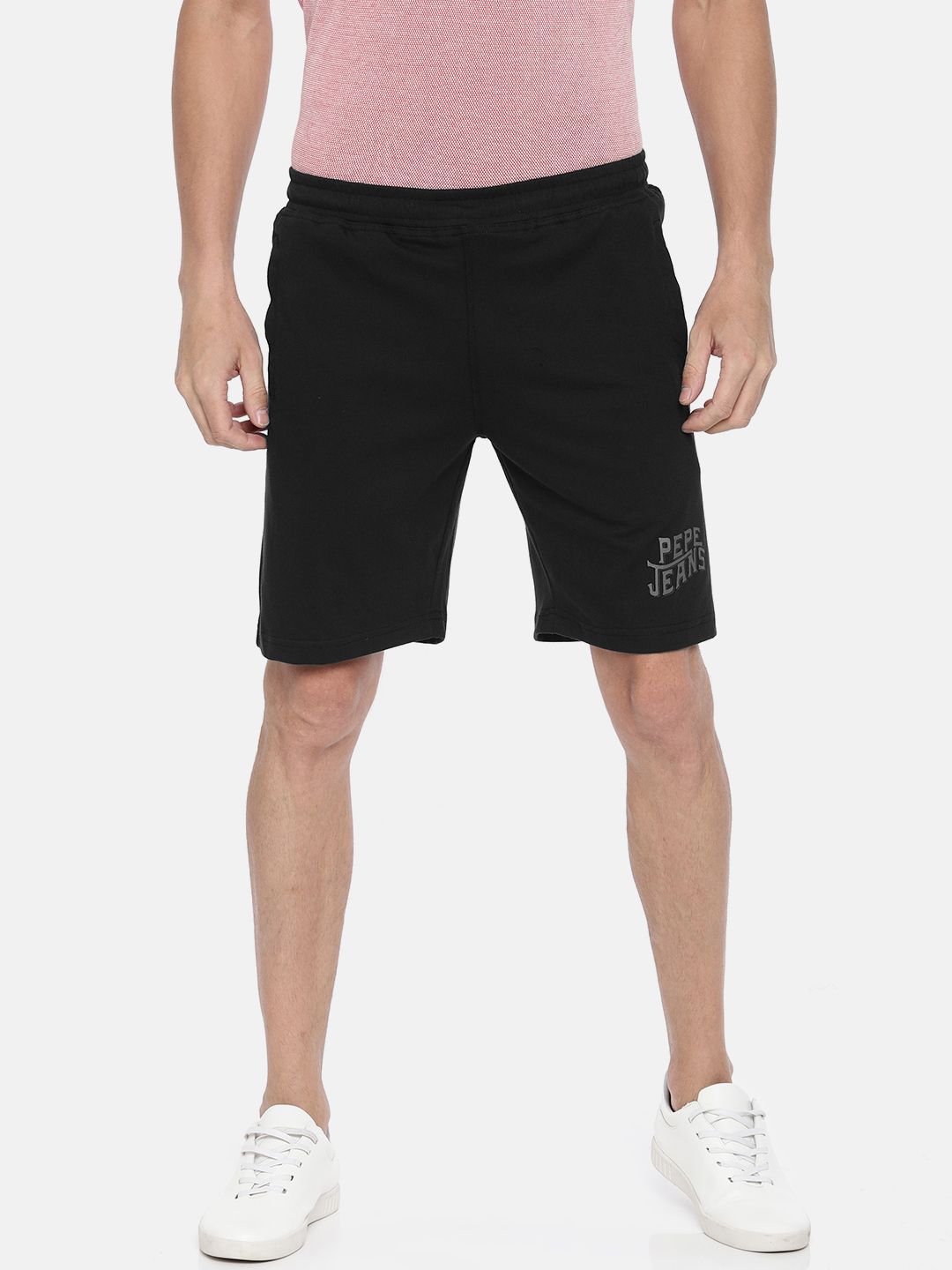 Pepe Jeans Men Black Solid Regular Fit Sports Shorts-image-3