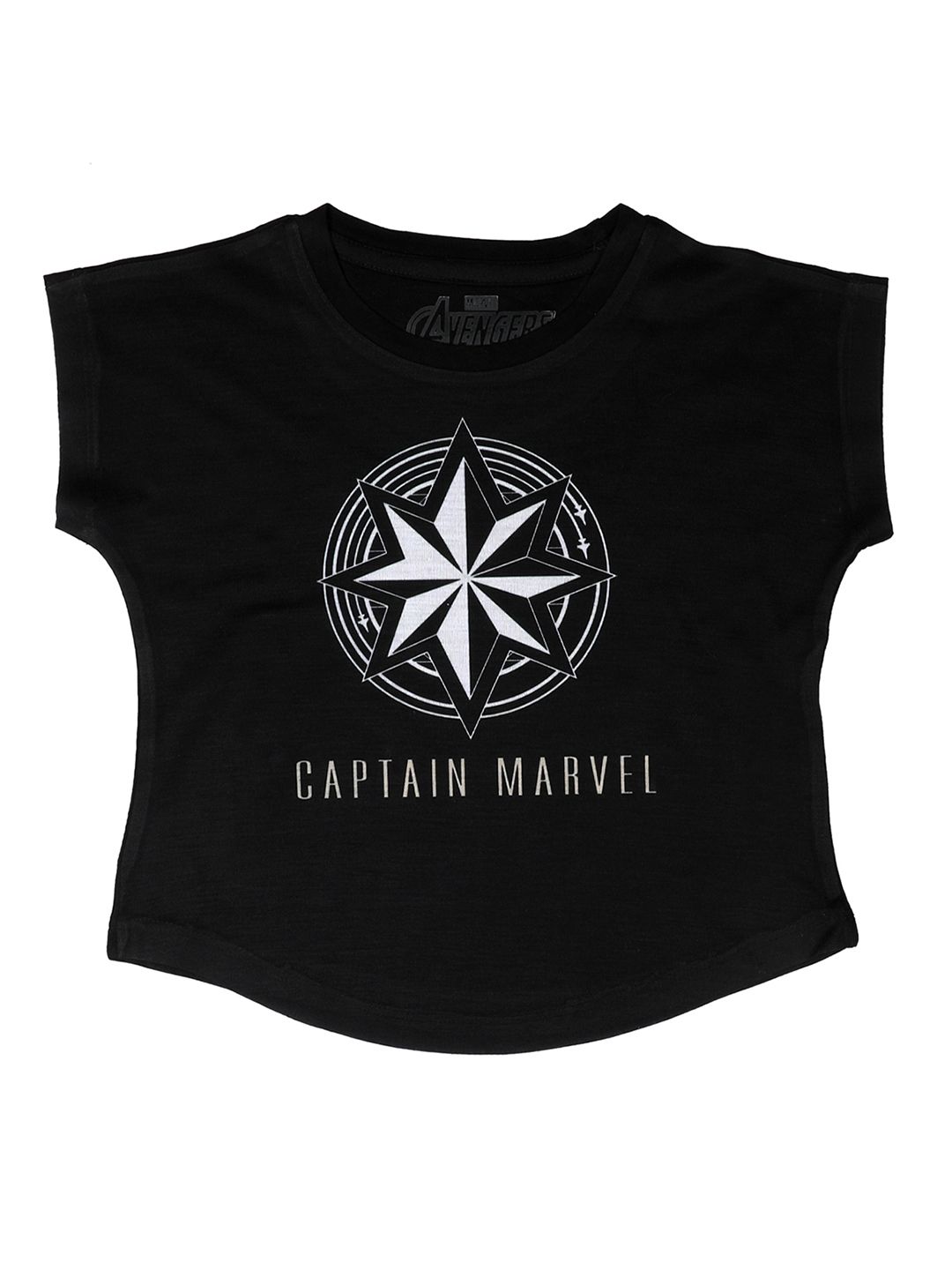 Marvel by Wear Your Mind Girls Black Printed Captain Marvel Top-image-26
