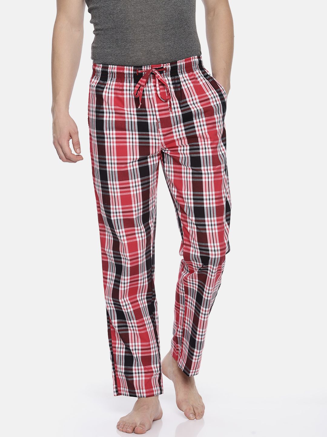 Pepe Jeans Men Red & Black Checked Lounge Pants-image-8