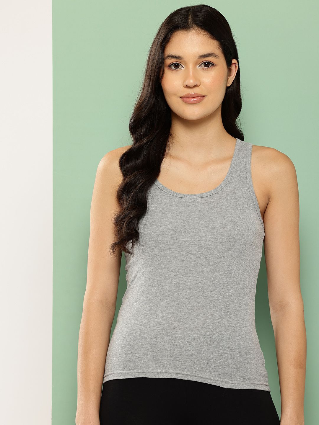 Leading Lady Grey Melange Solid Camisole SARA-MGREY-picture-45