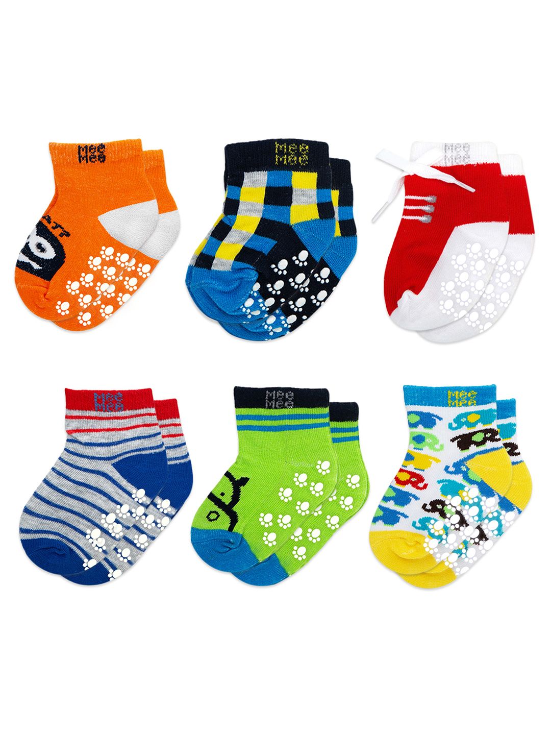 MeeMee Kids Pack of 6 Assorted Patterned Ankle-Length Socks-image-23