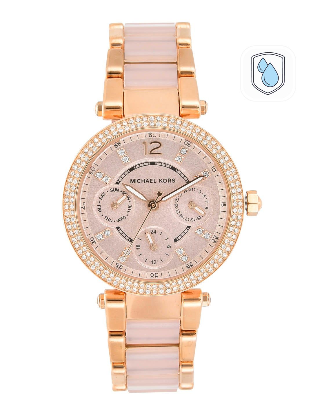 Michael Kors Women Rose Gold-Toned Embellished Mini Parker Analogue Watch MK6110-picture-11